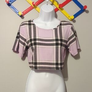 Chic Plaid Pink Crop Top